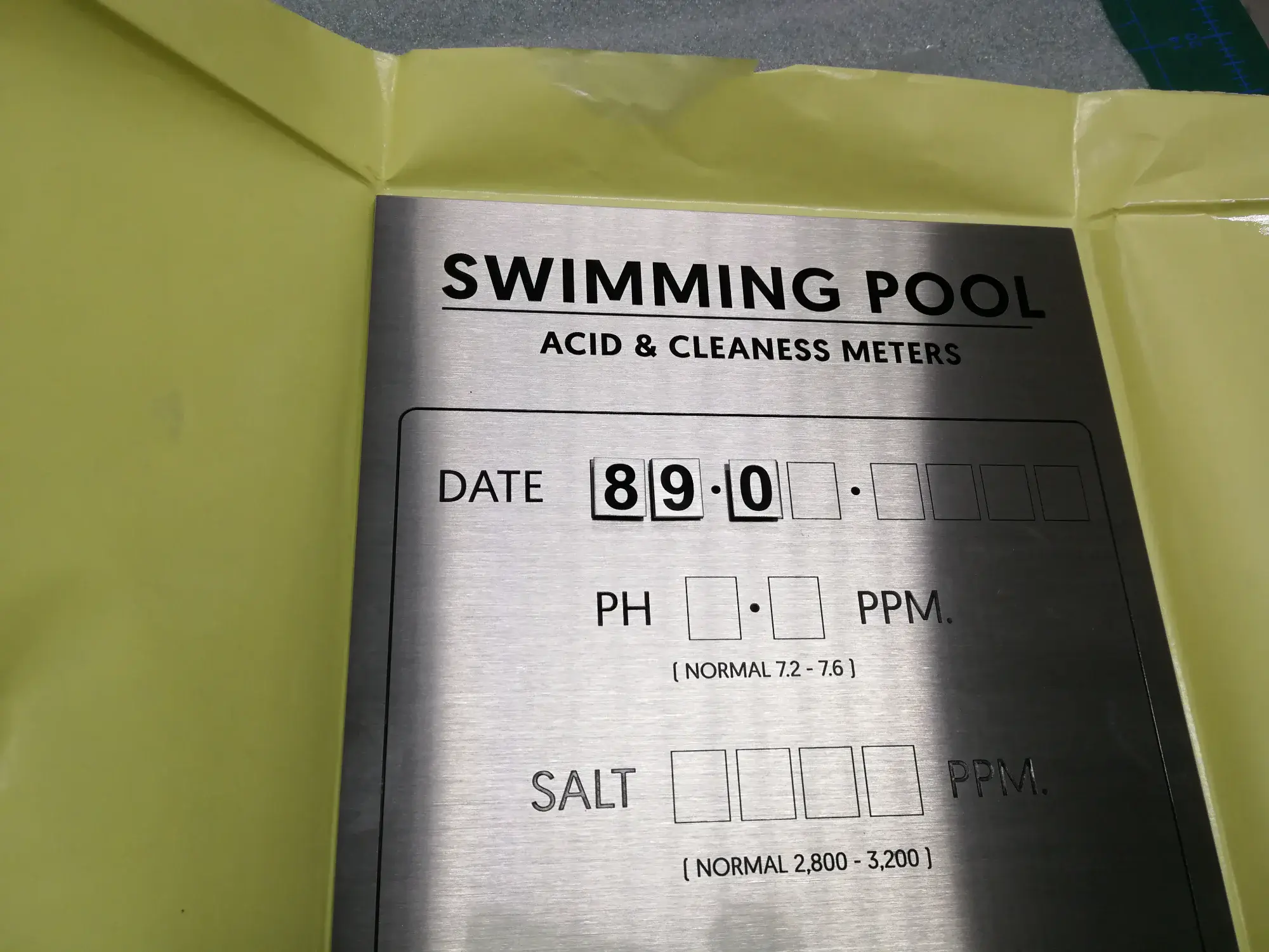 ป้ายบอกค่าน้ำสระว่ายน้ำสแตนเลส Swimming Pool Acid Cleaness Meters แสดงค่า PH และ Salt
